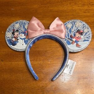 Disney Parks 2023 Holidays Christmas Snowman Mickey Minnie Glitter Ear Headband
